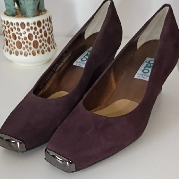 Gallo Handmade in Italy Purple Suede Wedge Shoes  EU 37½ US Women’s 7.5 Pumps - Picture 5 of 16